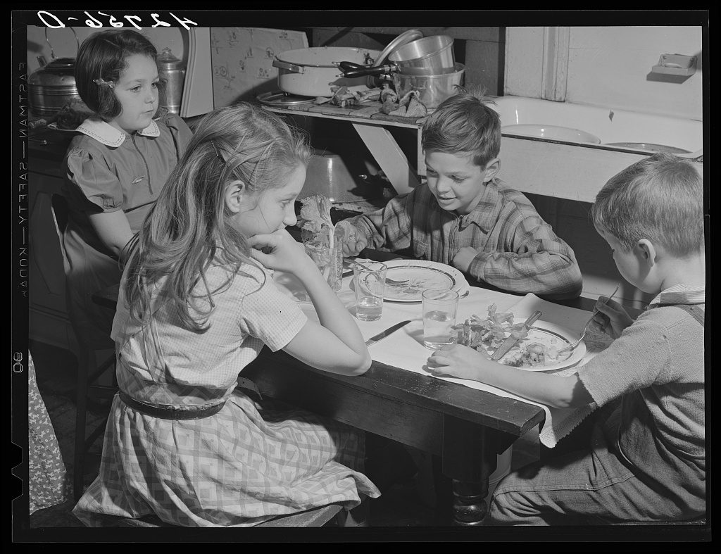 Children around a table